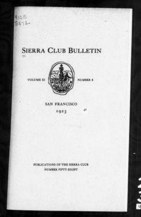 Sierra Club Bulletin 1923 Vol 11 No 4 January thumbnail